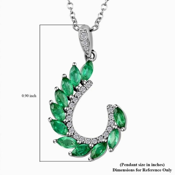 AAA Emerald & Natural White Zircon Pendant Necklace - Picture 6 of 6